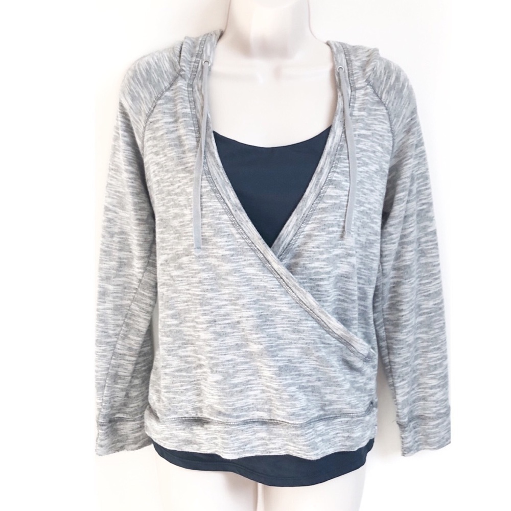 🆕 NY & Co wrap front hooded sweatshirt top…